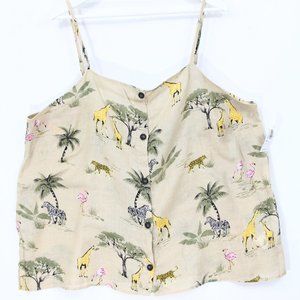 Old Navy Plus Size Tank Top XXL New Linen Cotton Women Shirt animal bird